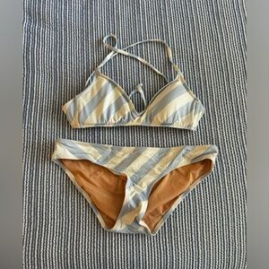 Jcrew white and blue cabana stripe bikini